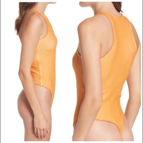 ALL Saints Bodysuit in burnt orange tangerine dyed color Size 6 Brat Summer NWT - Picture 2 of 11